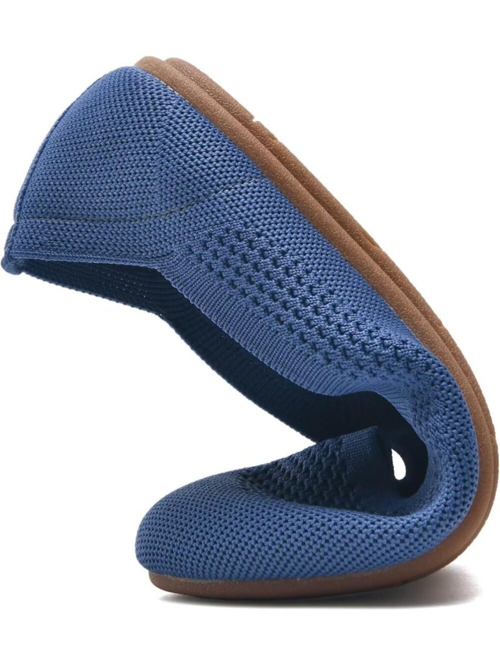 Chic Women's Slip-On Ballet Flats, Soft Knit Round Toe Dress Shoes, Comfortable - Picture 6 of 7